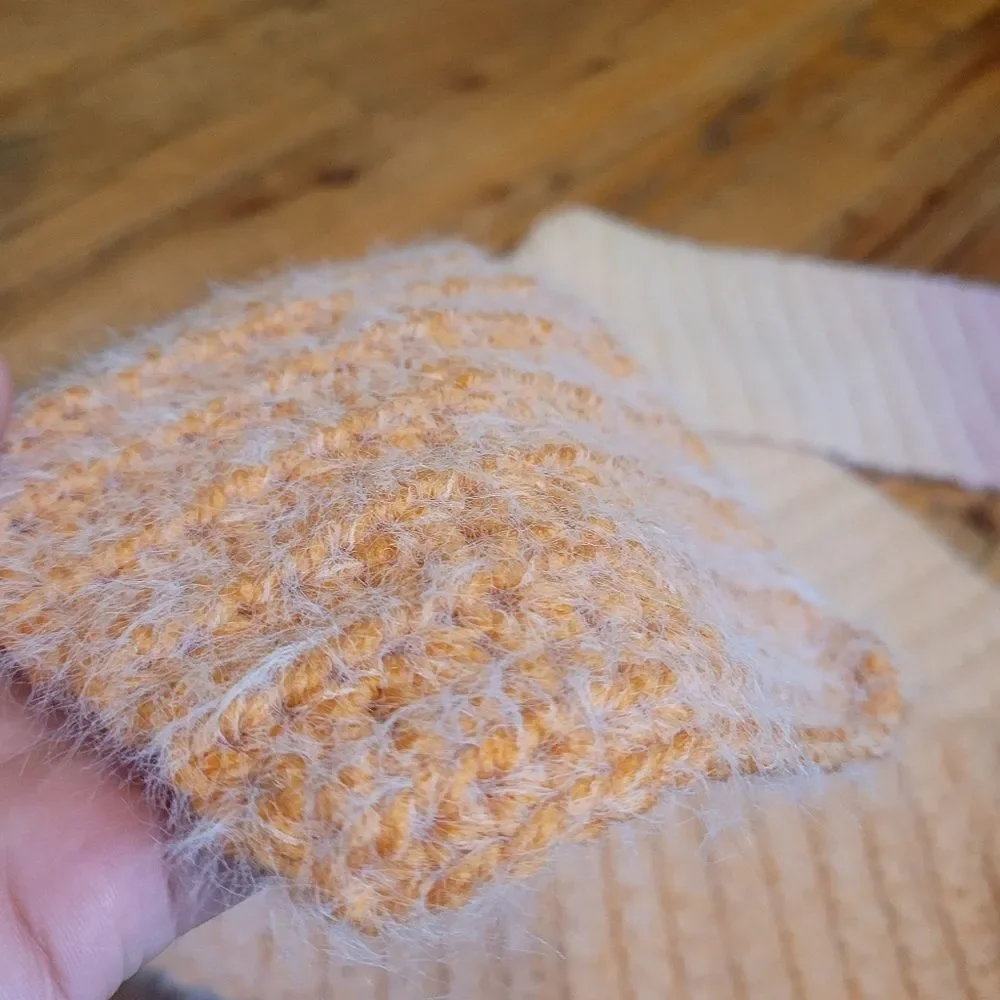 Handmade Crochet Cozy Knit Scarf in Pastel Shades Of Orange & Pink SUPER SOFT